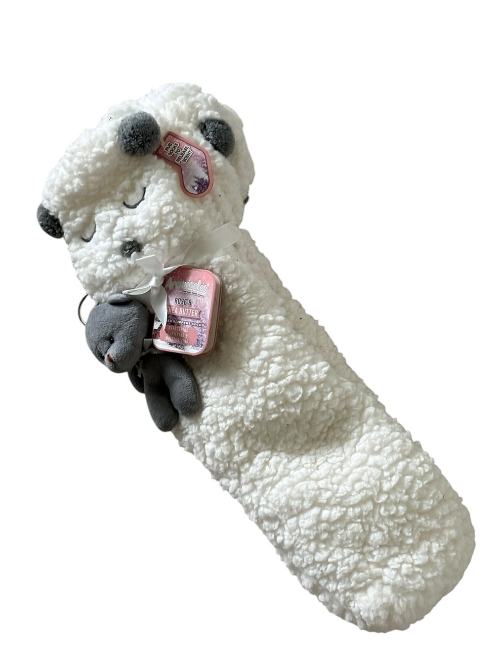Aromasoles Rose & Shea Butter Infused Slipper Socks NEW Lamb Spa Gift Set